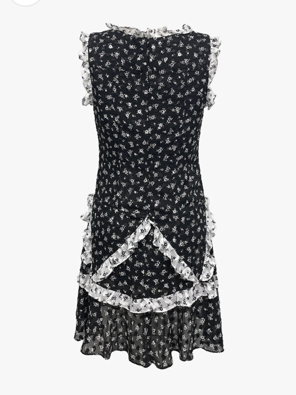 Anna Sui Ditsy Dot Chiffon Ruffle Mini Dress (Size 0) NWOT - Picture 2 of 4